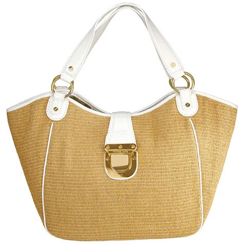 michael michael kors charlton medium tote straw white